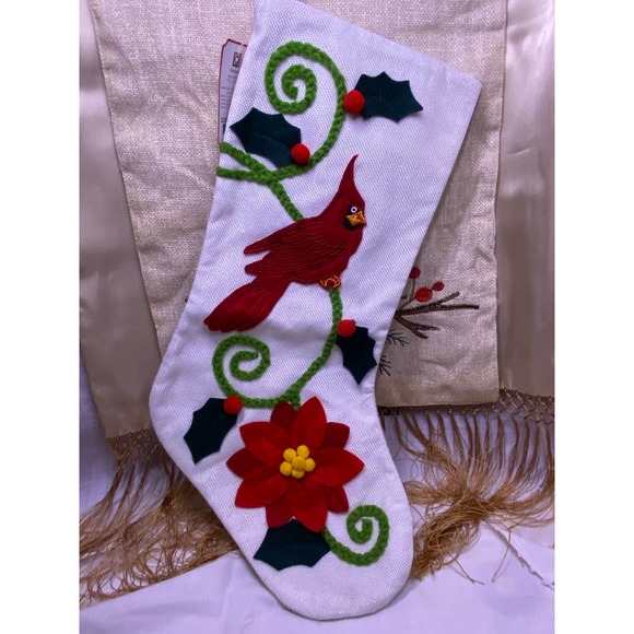Christmas Stocking, The Bon-Ton Store, New , White with Colorful Felt appliques - Picture 4 of 11